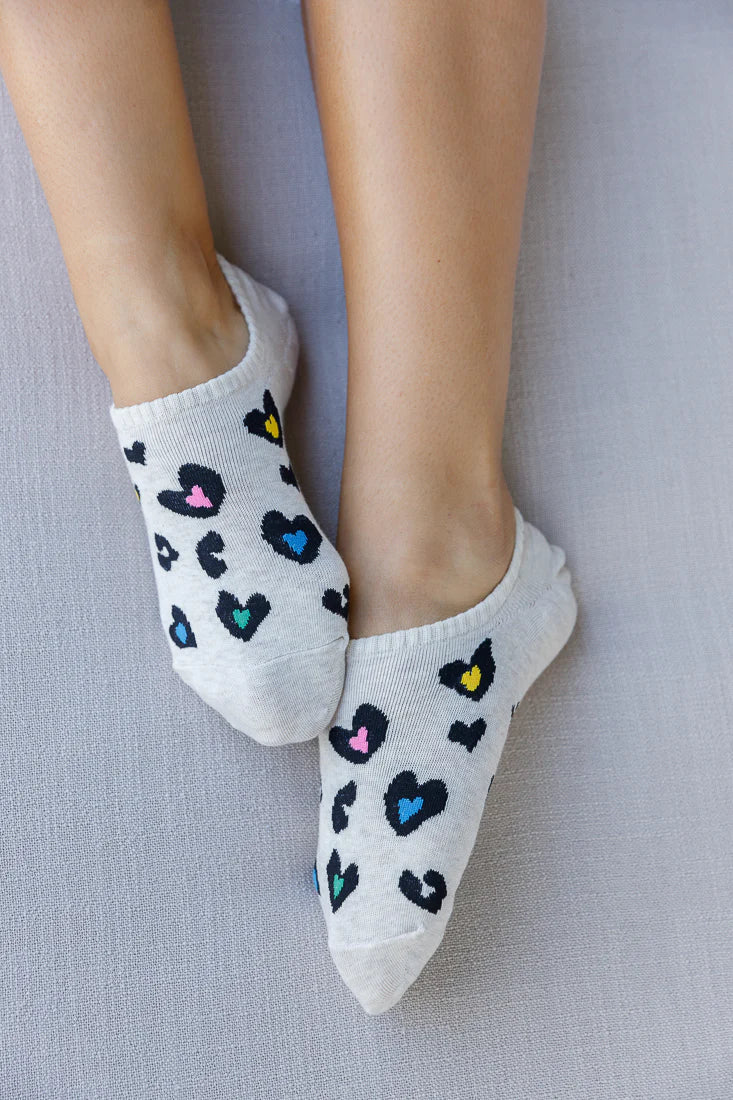 CHEETAH HEARTS CREW SOCKS (VARIOUS COLOURS)