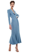 SINGLE BREASTED FISHTAIL DRESS - SOFT BLUE