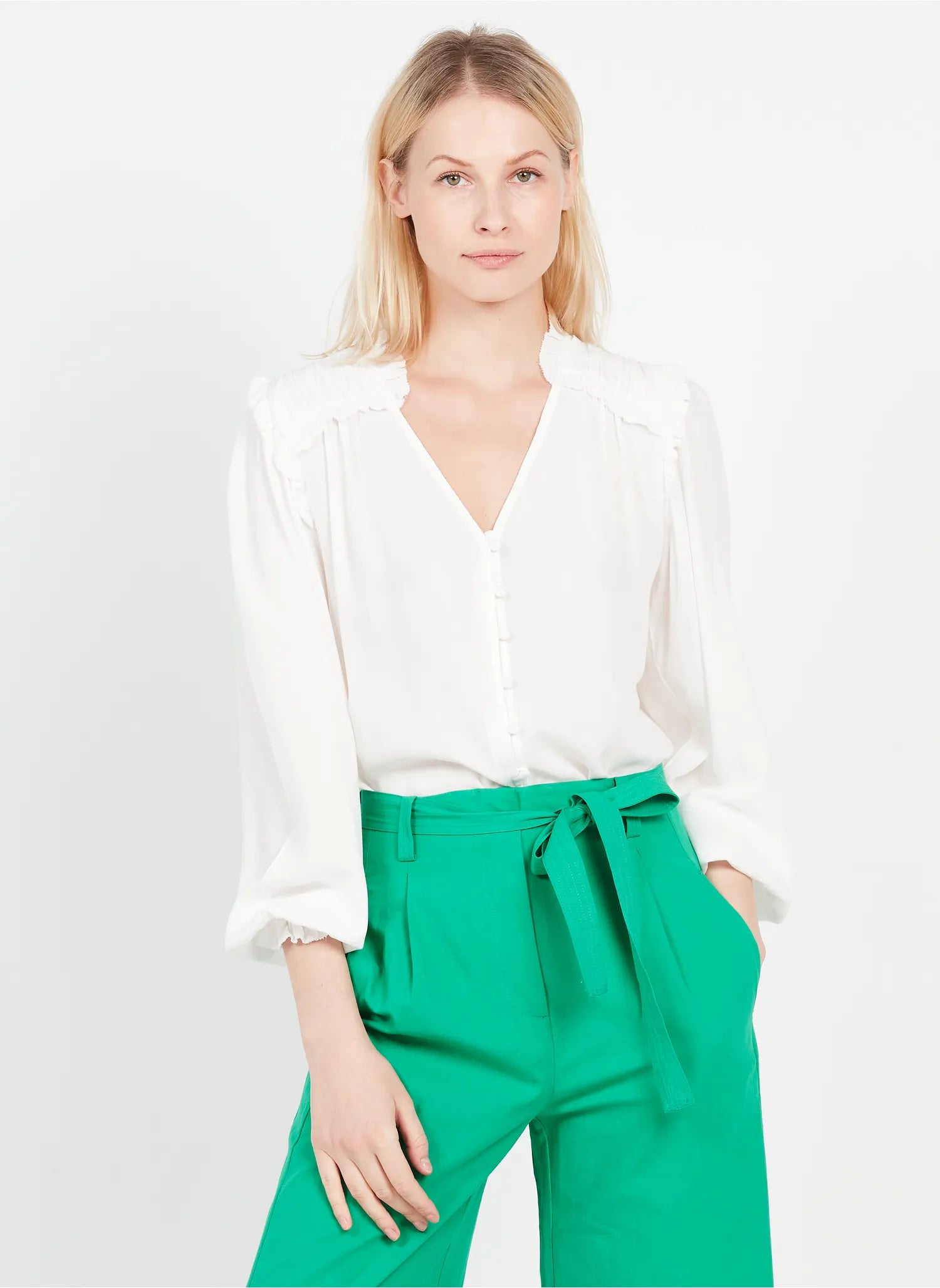 LETICIA BLOUSE - BLANC CASSE