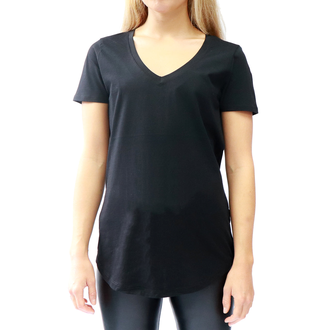 JESS V-NECK TEE - BLACK