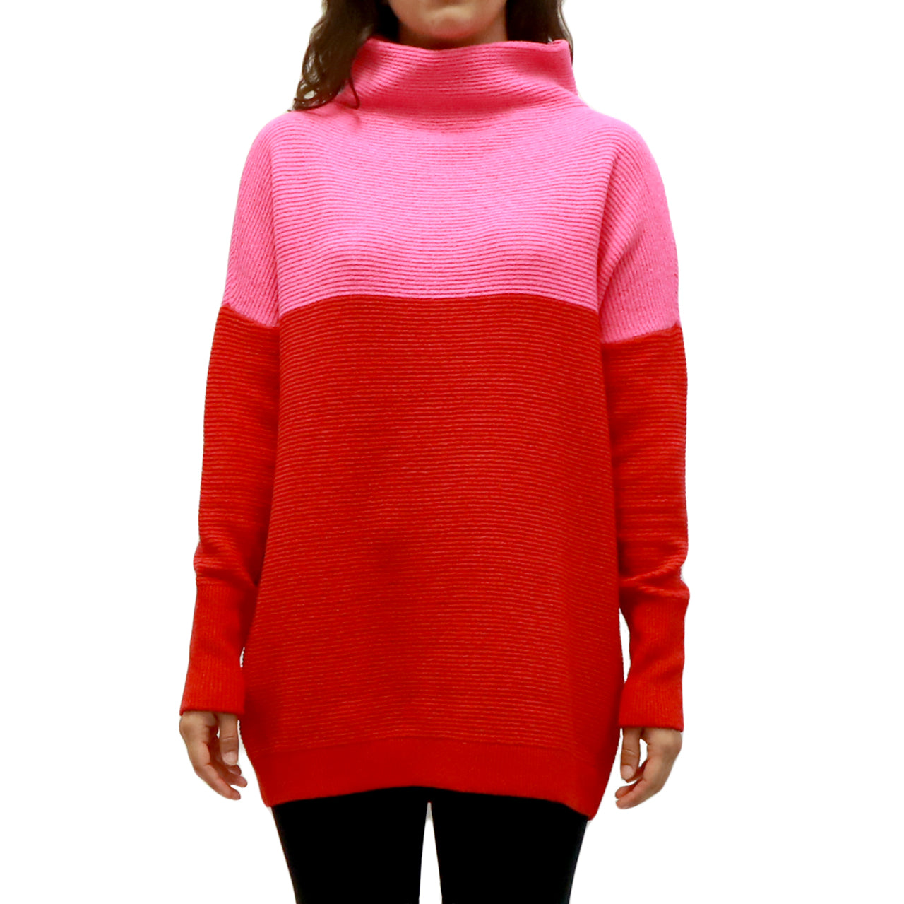 CHLOE COLOURBLOCK SWEATER - RED/PINK