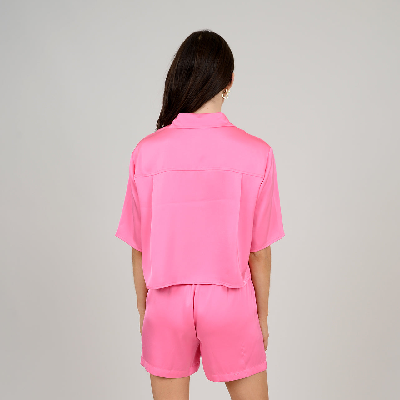 SUZY SATIN SHIRT - BRIGHT PINK