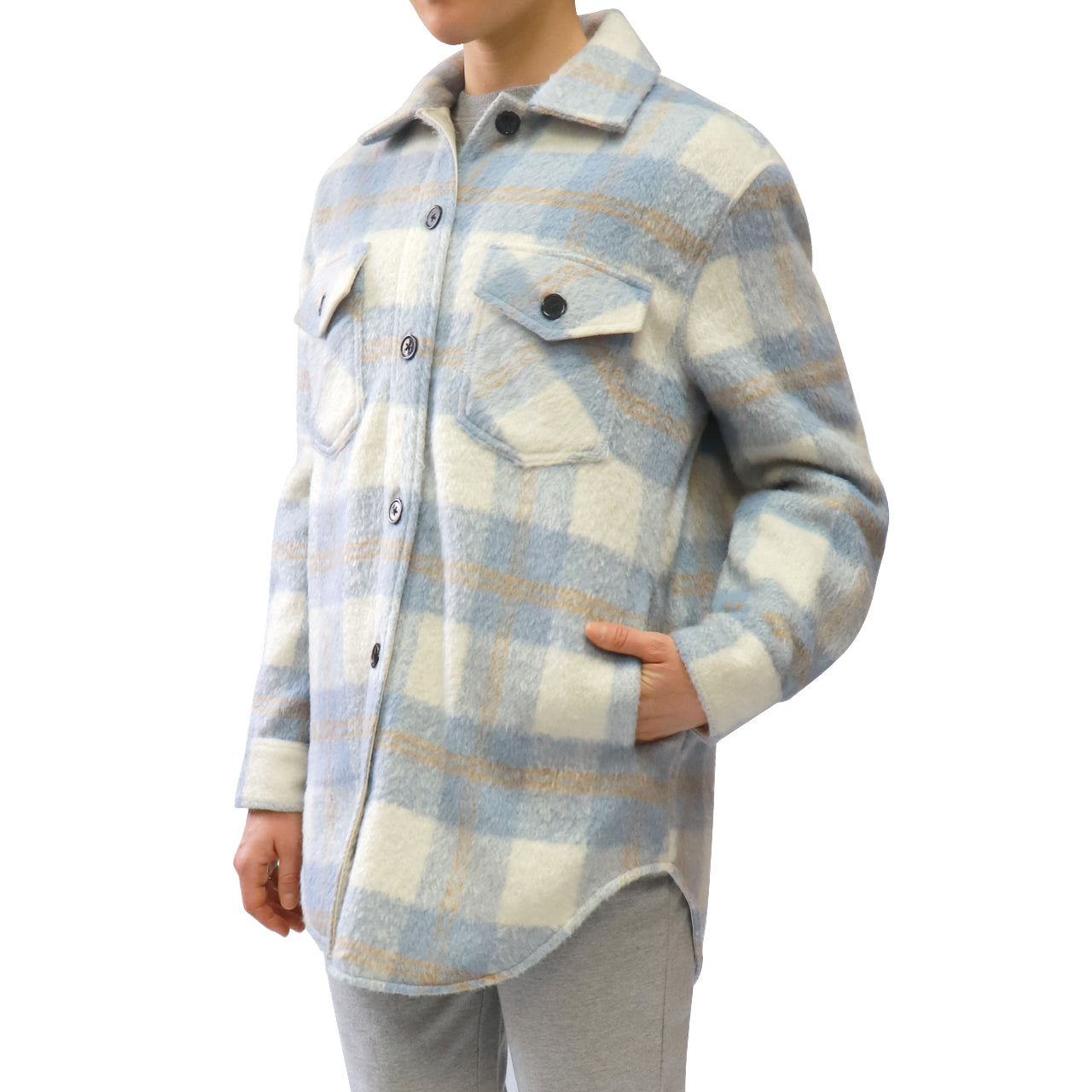 TURIN SHACKET - PALE BLUE PLAID