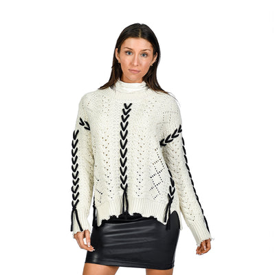 MELODY LACE UP SWEATER