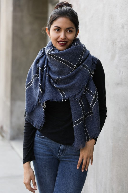 PLAID SCARF - BLUE