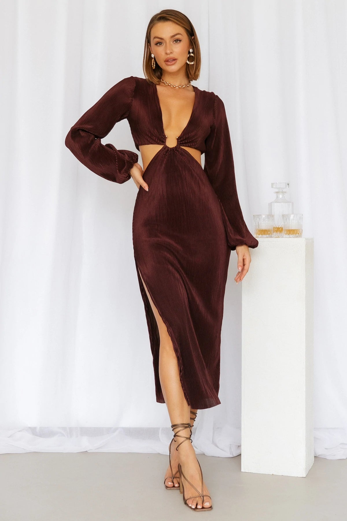 FREJA MIDI DRESS - CHOCOLATE