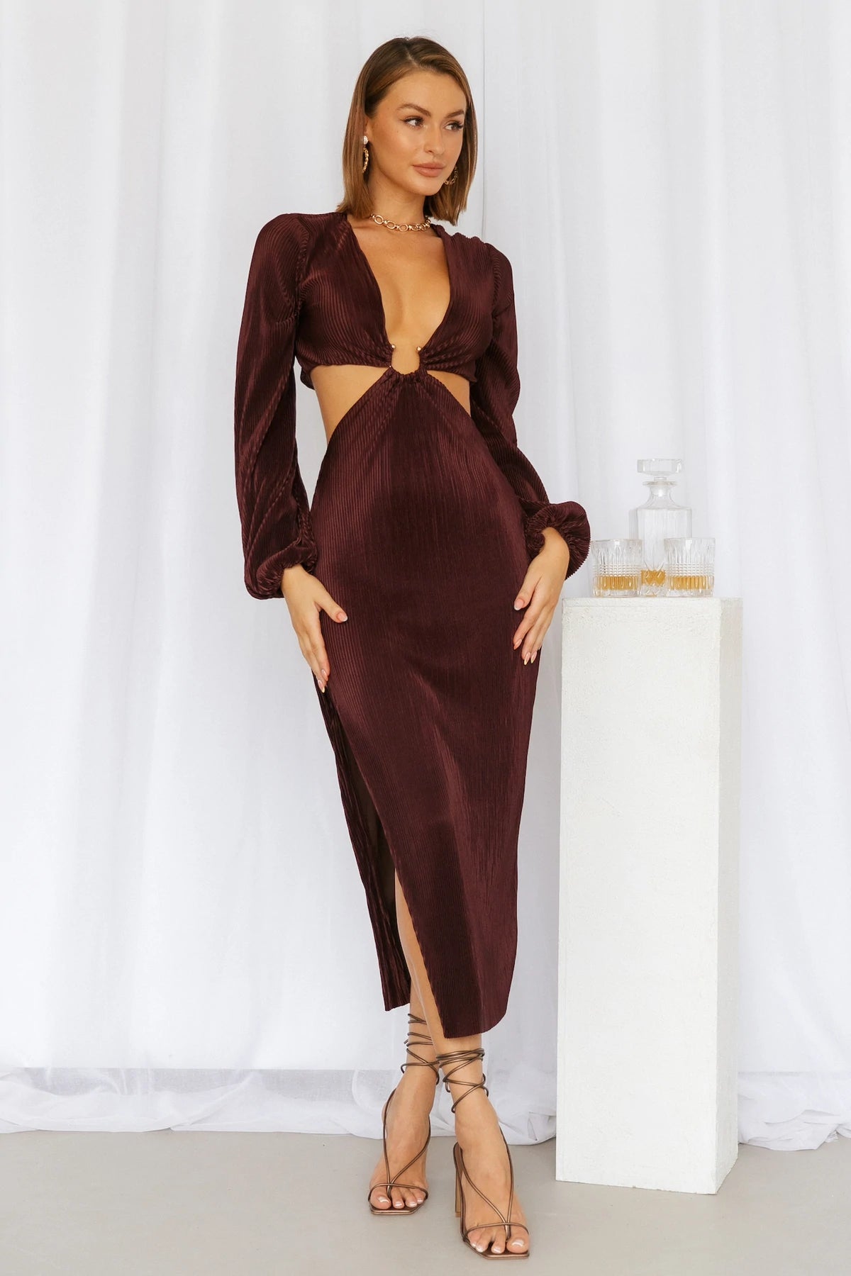 FREJA MIDI DRESS - CHOCOLATE