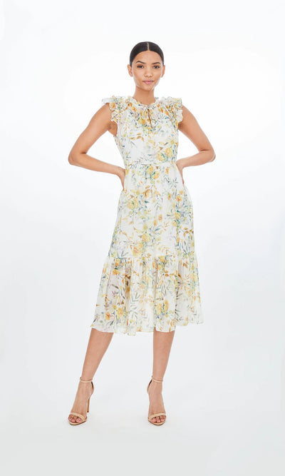 BETSEY MARIGOLD DRESS - BLOOM WHITE