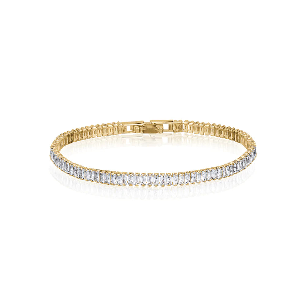 BAGUETTE CLASSIC TENNIS BRACELET (VARIOUS COLOURS)