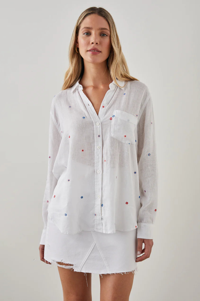 CHARLI SHIRT - MULTI DAISY EMBROIDERY