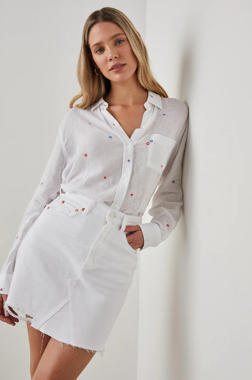 CHARLI SHIRT - MULTI DAISY EMBROIDERY