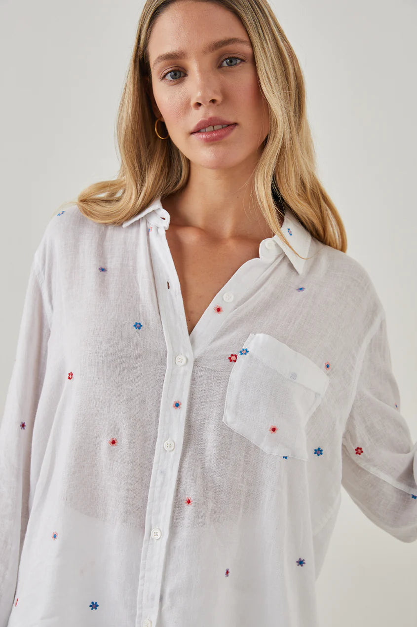 CHARLI SHIRT - MULTI DAISY EMBROIDERY