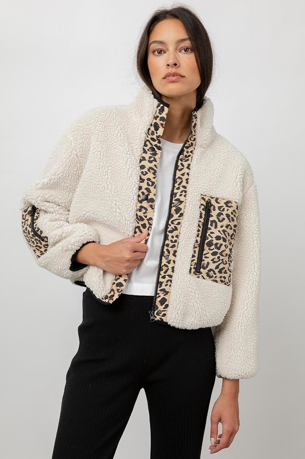 DEAN JACKET - IVORY LEOPARD MIX