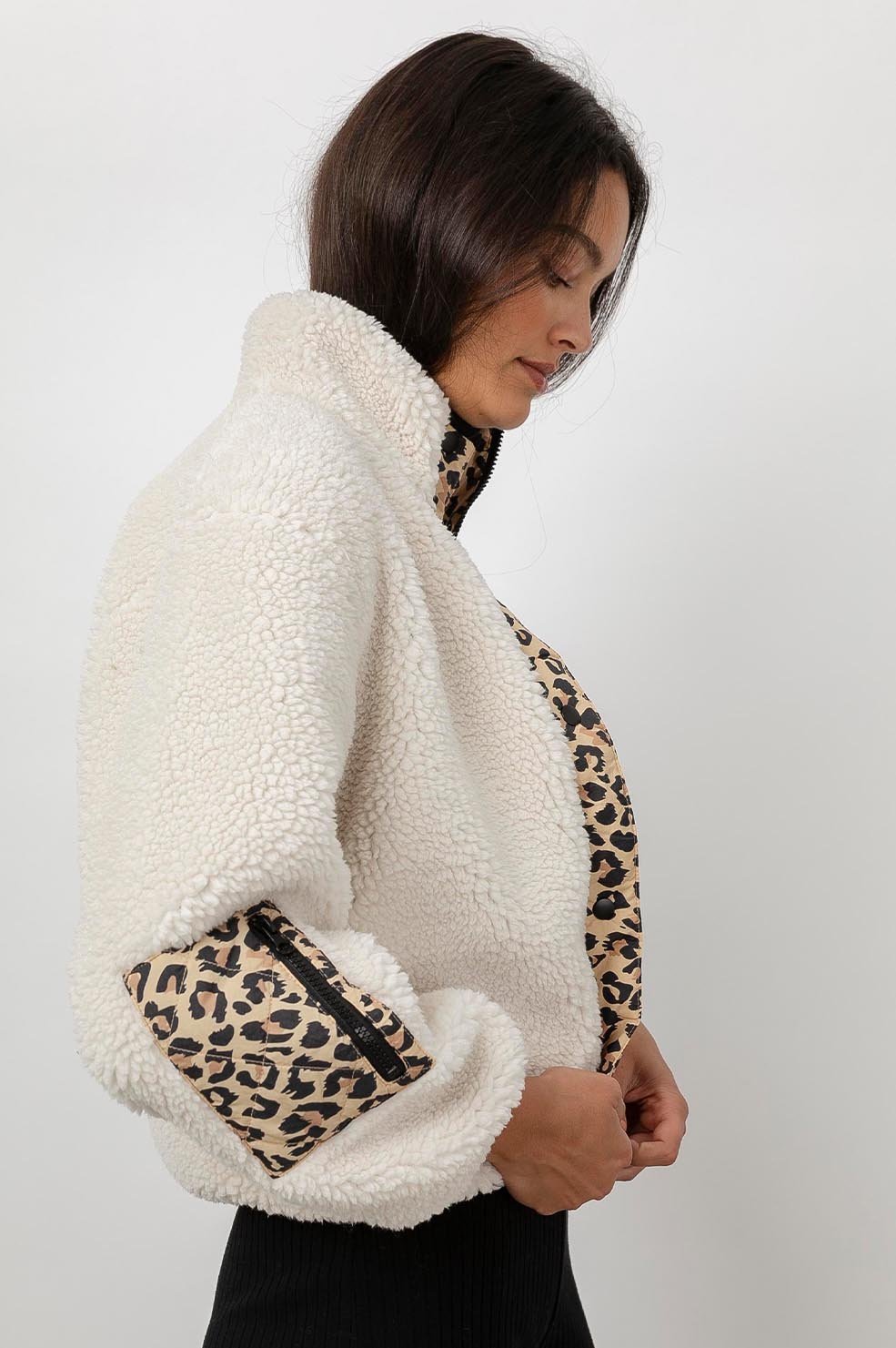 DEAN JACKET - IVORY LEOPARD MIX