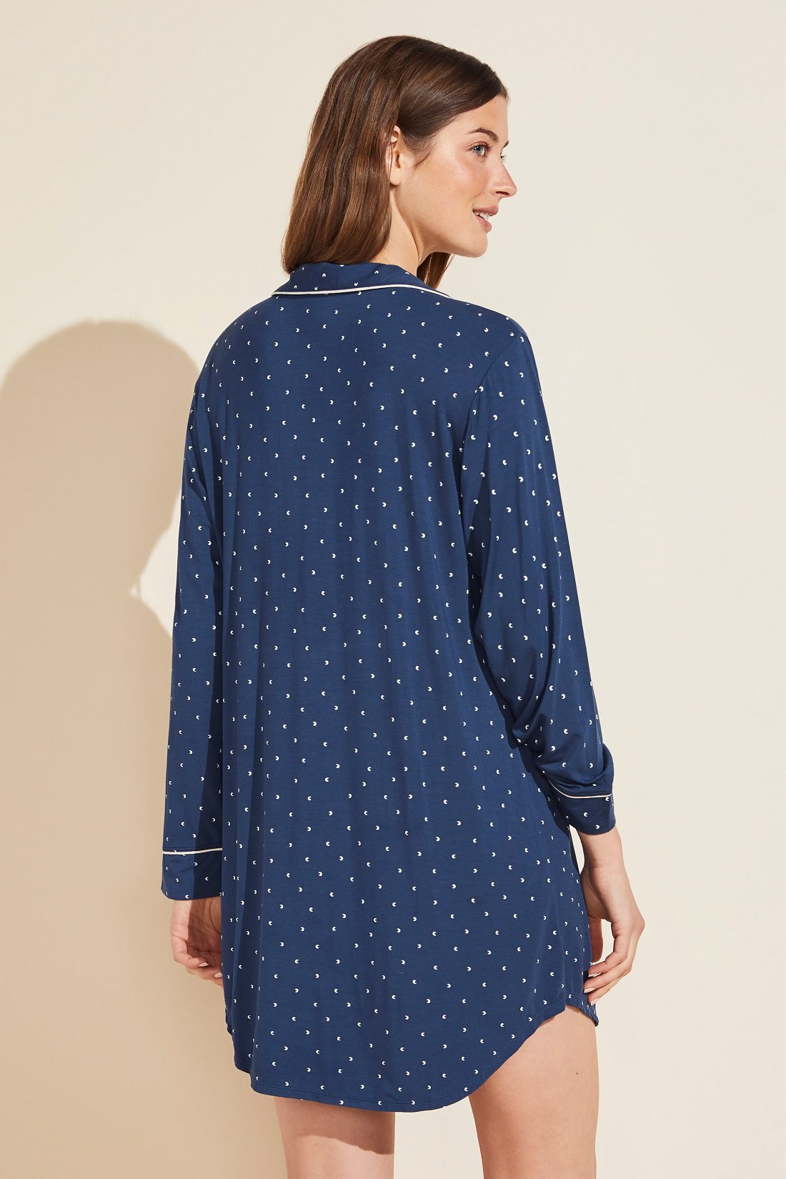 GISELE PRINTED SLEEPSHIRT - LUNITA INDIGO BLUE/BONE