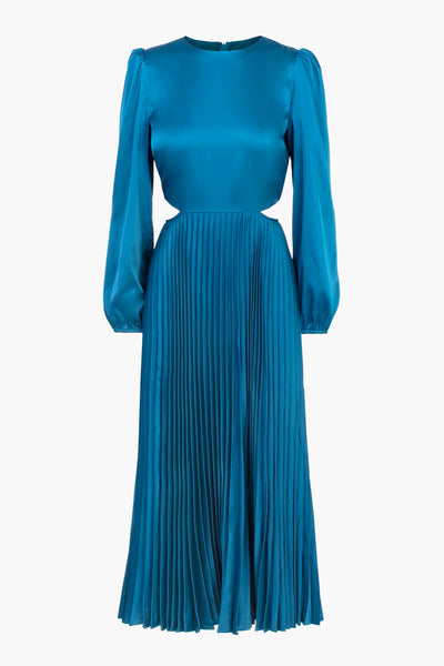 CHER PLEATED CUT OUT DRESS - BLUE