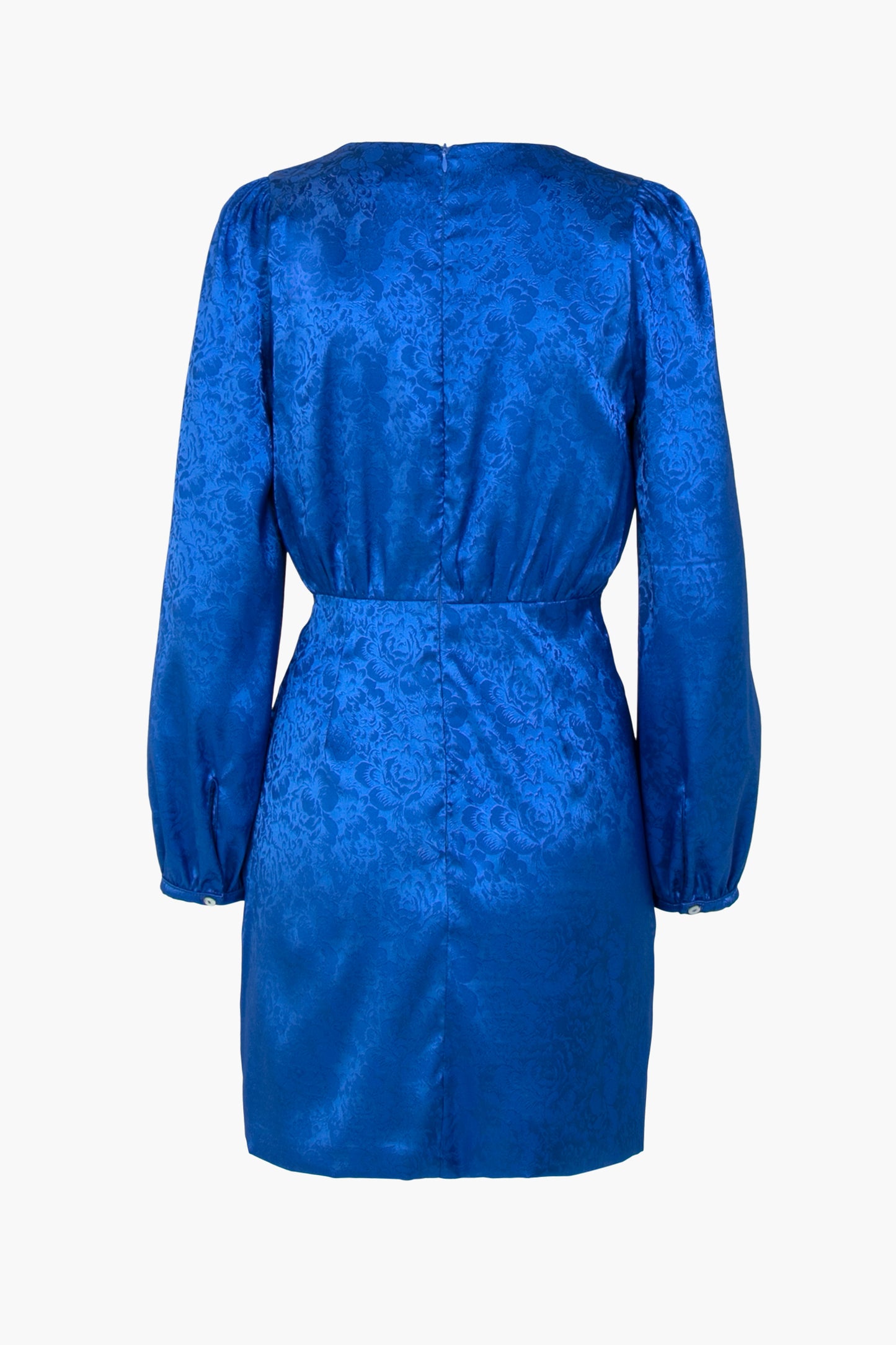 LINDSEY JACQUARD WRAP DRESS - COBALT BLUE