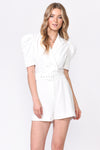 WENDI PUFF SLEEVE CREPE ROMPER