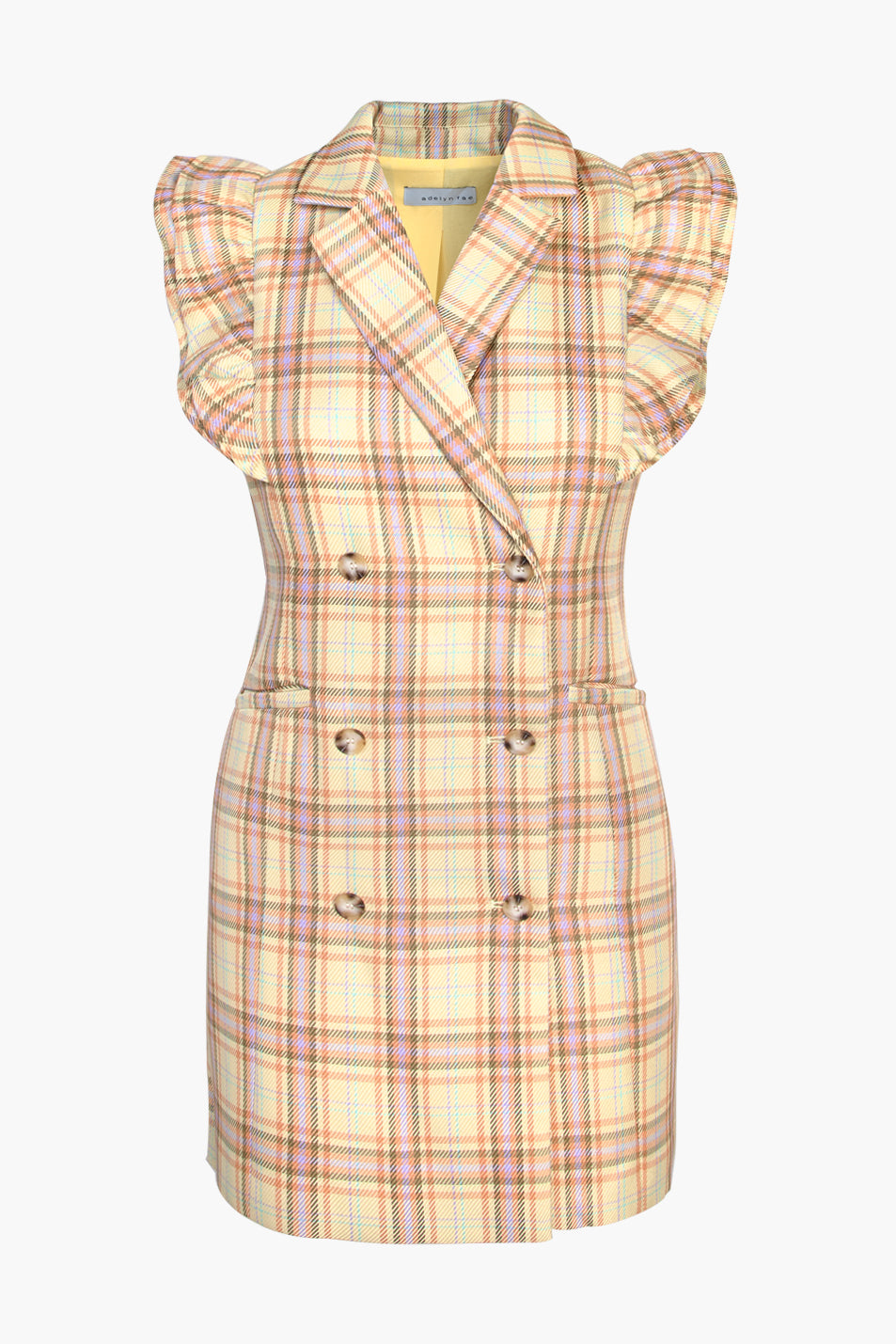 VIVIAN PLAID BLAZER DRESS - BUTTER YELLOW