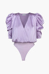LILA SATEEN PUFF SLEEVE BODYSUIT - LILAC (ONLINE ONLY)
