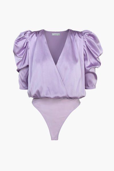 LILA SATEEN PUFF SLEEVE BODYSUIT - LILAC (ONLINE ONLY)