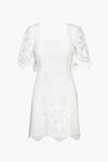 BONVI SCALLOPED EMBROIDERED DRESS - WHITE