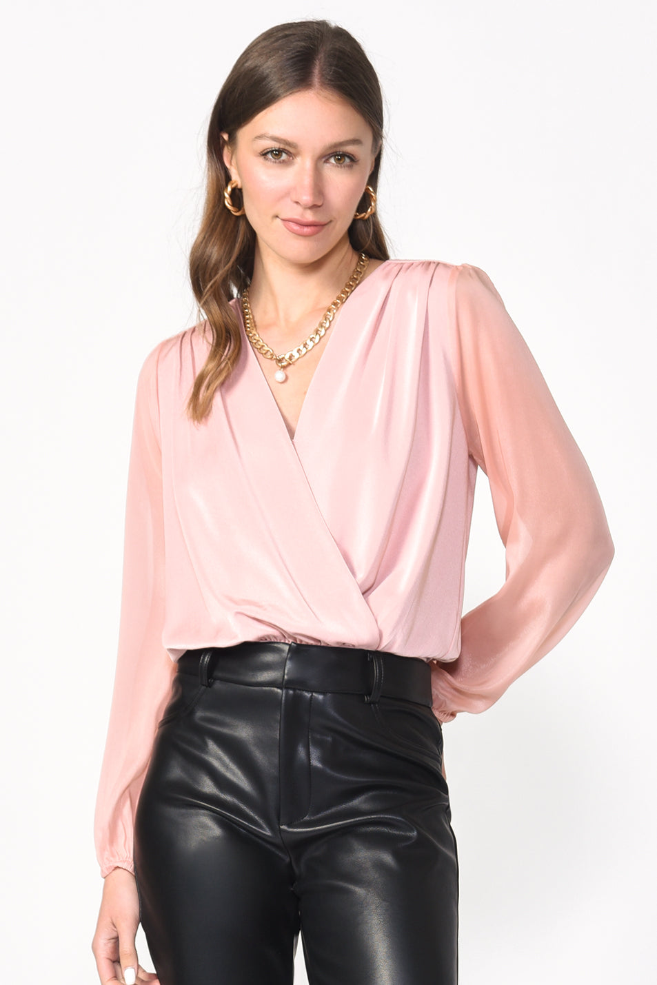 CANDICE ORGANZA SLEEVE BODYSUIT - BLUSH