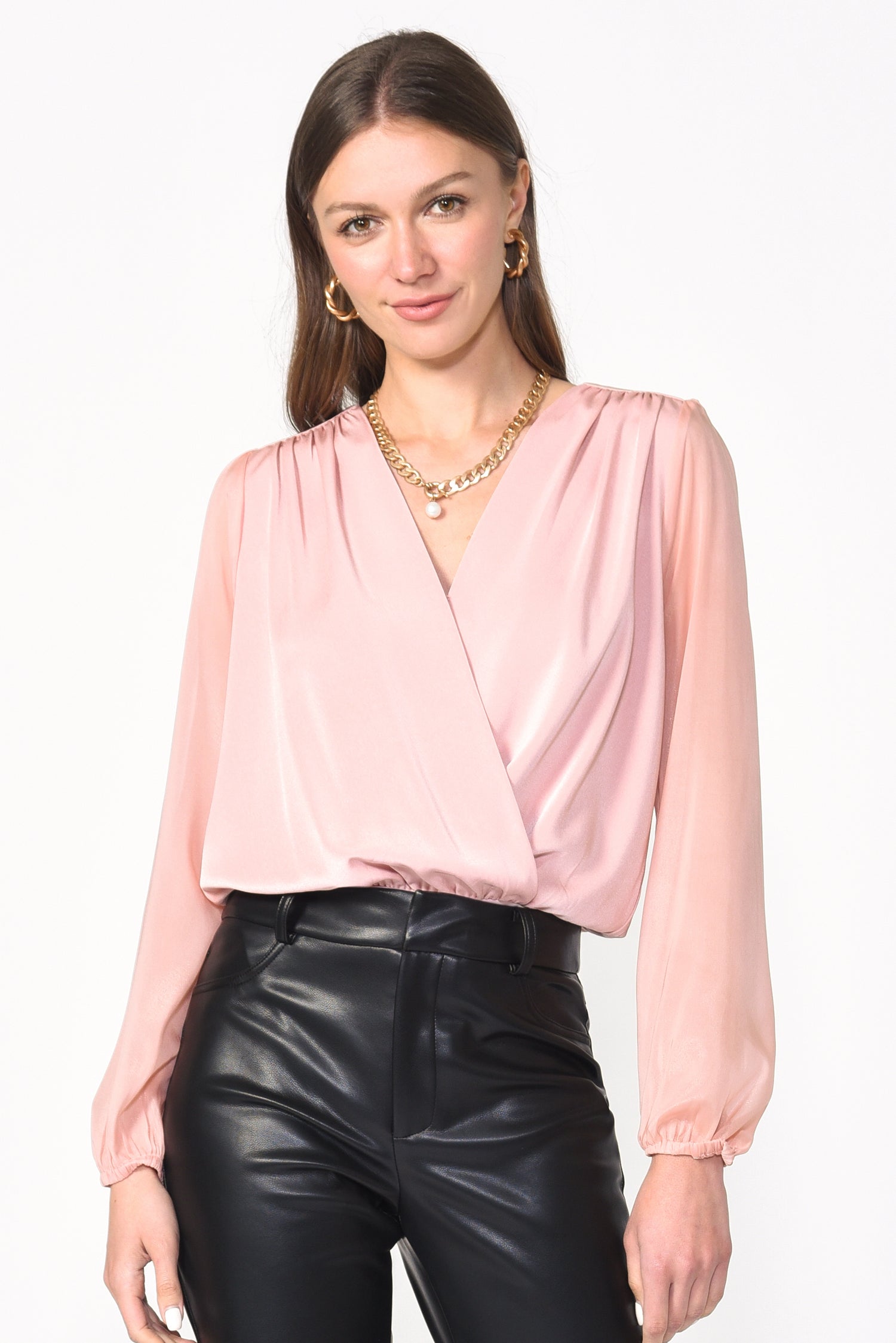 CANDICE ORGANZA SLEEVE BODYSUIT - BLUSH