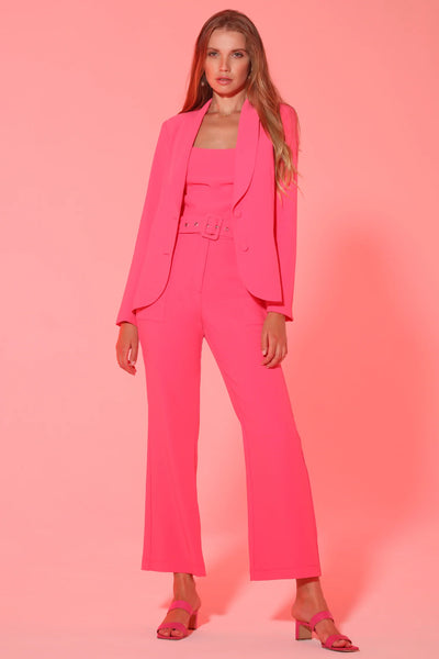 TONI HIGH RISE BELTED TROUSERS - FLAMINGO