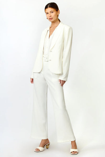 TONI HIGH RISE BELTED TROUSERS - WHITE