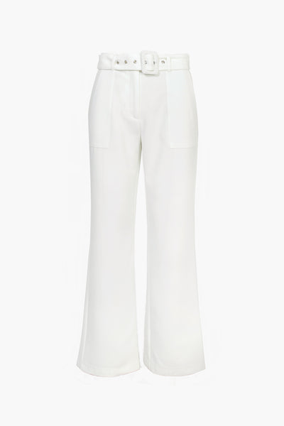 TONI HIGH RISE BELTED TROUSERS - WHITE