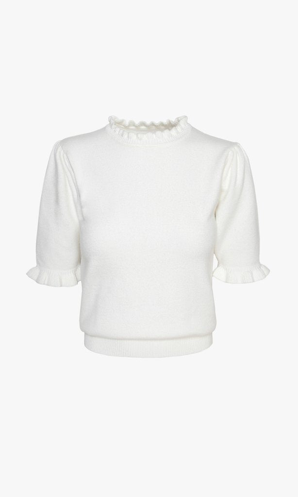 LEANN SWEATER KNIT RUFFLED EDGE TOP