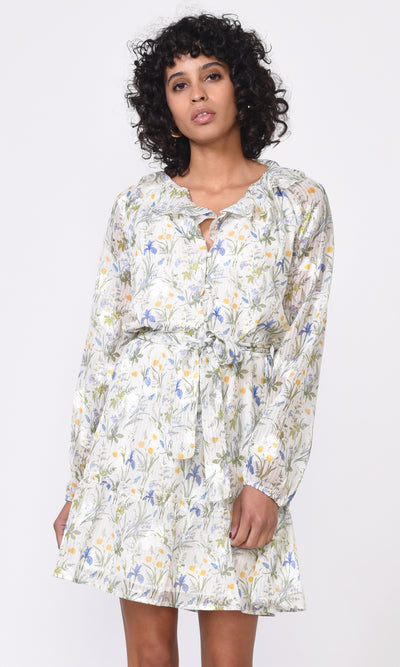 BELINDA CHIFFON JACQUARD DRESS - IVORY MEADOW