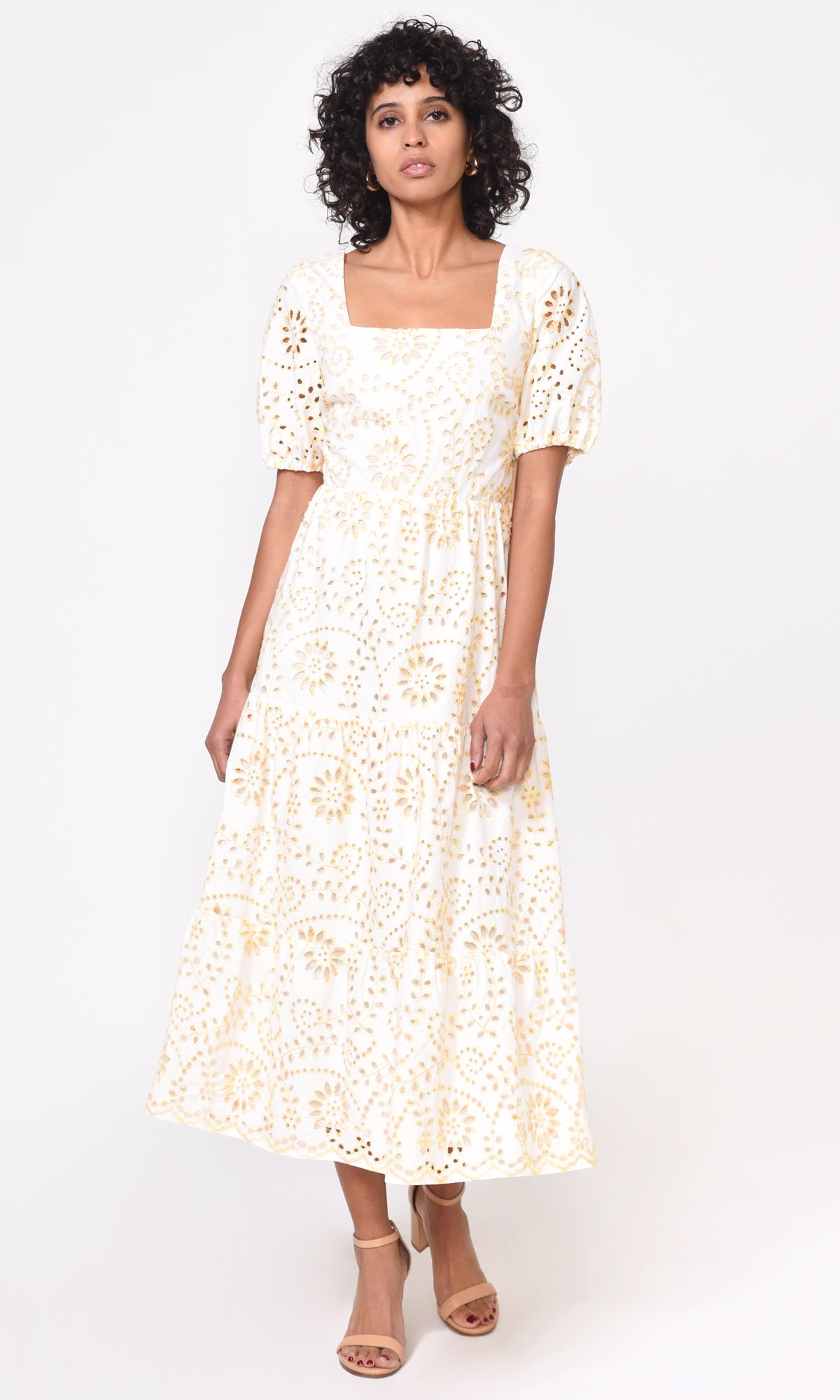 SIENNA TIERED MIDI DRESS - GOLDEN SUN