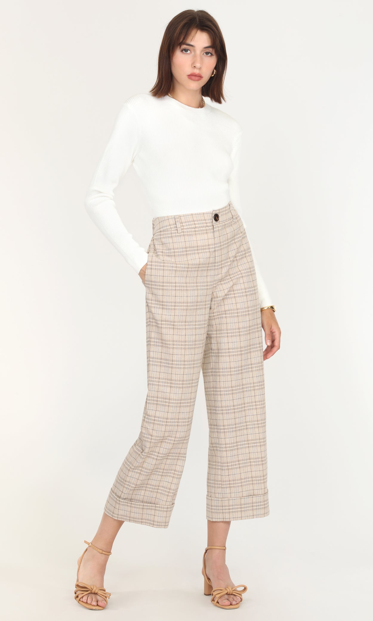 Women's High Waist Stretchable Formal Wide Leg Parallel Trouser