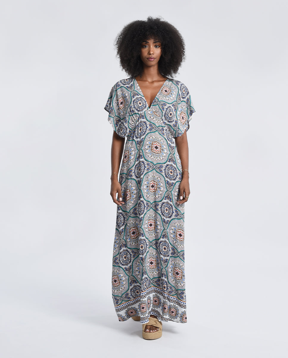 AMALIA PRINTED DRESS - BLUE ADELE