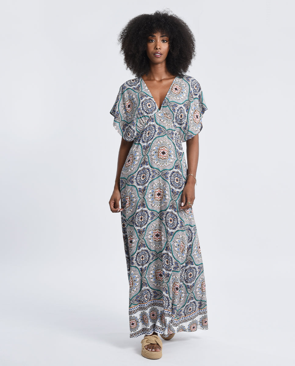 AMALIA PRINTED DRESS - BLUE ADELE