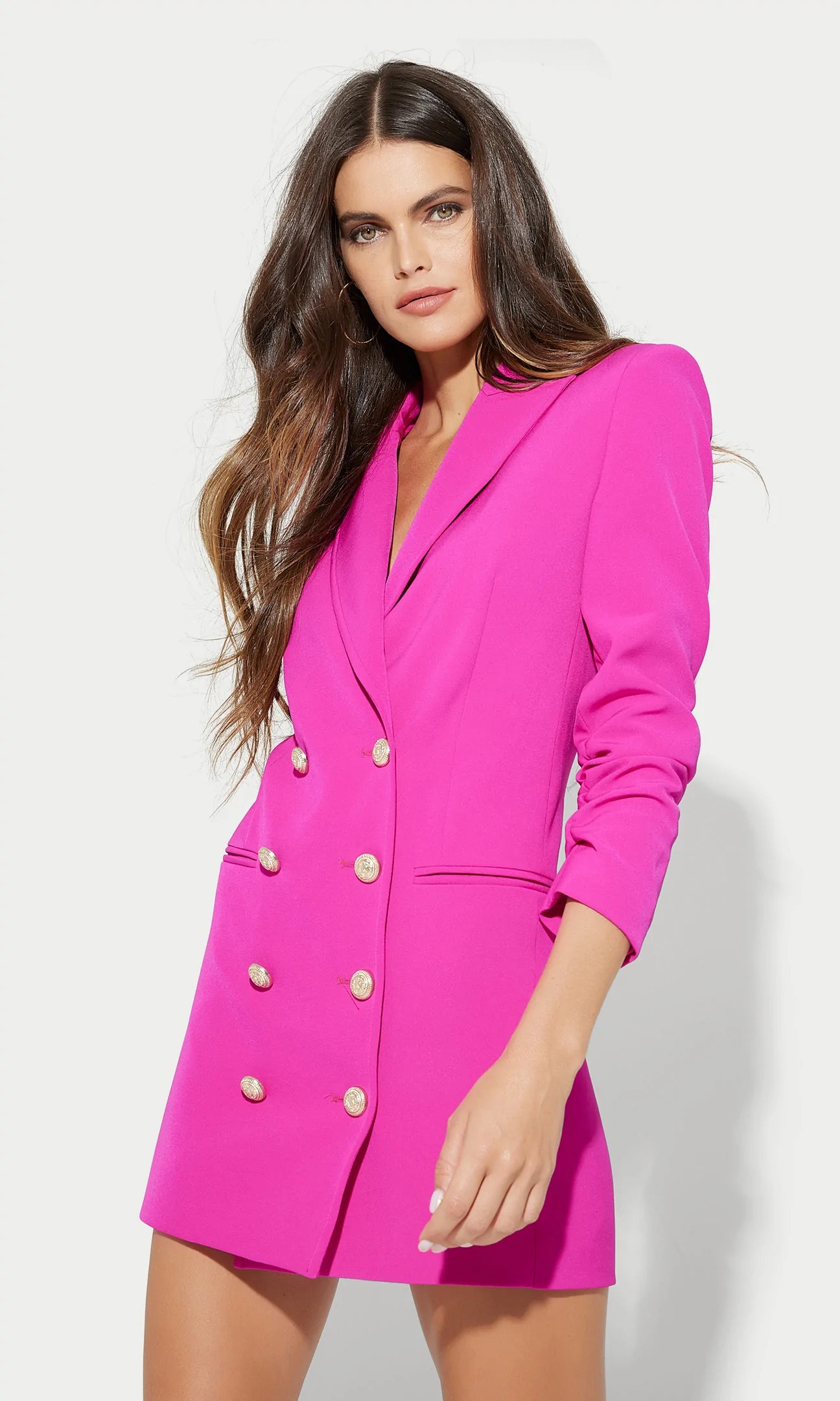 GWEN CREPE BLAZER DRESS - HOT PINK