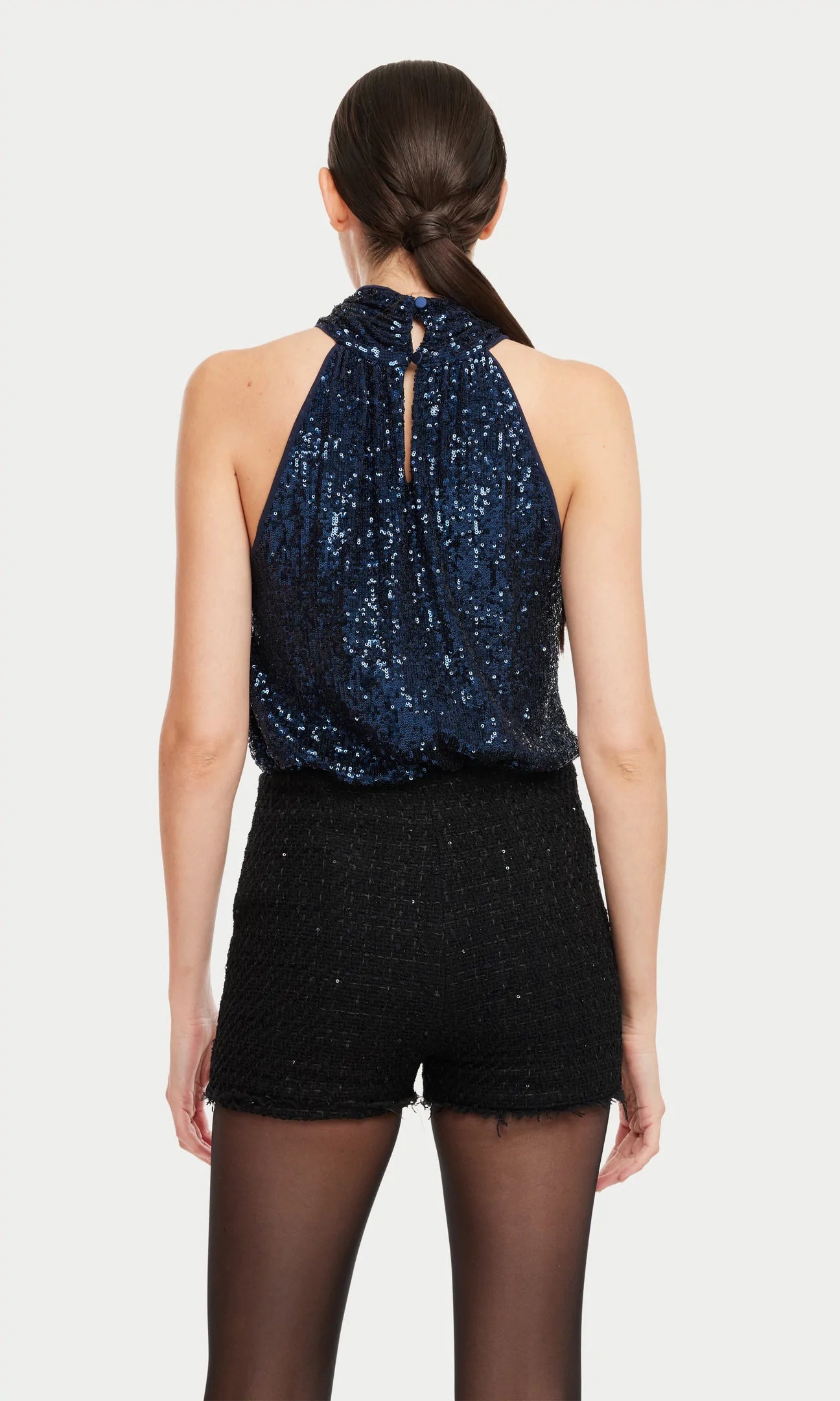 NICOLA HALTER SEQUIN TOP - NAVY