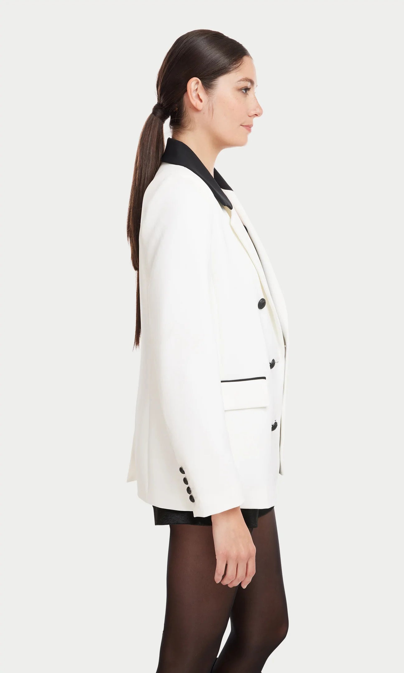 ACE COLOR BLOCKED BLAZER - WHITE/BLACK