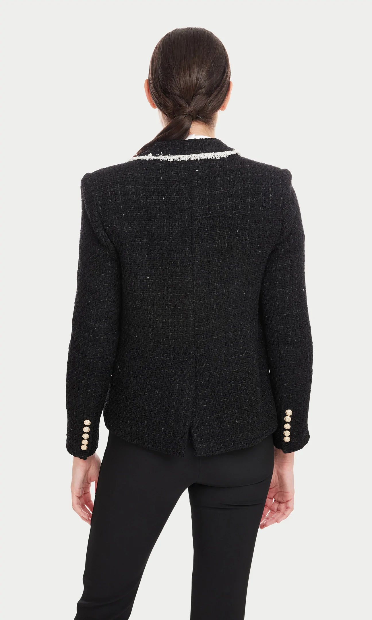 LILA CONTRAST TWEED BLAZER - BLACK/CREAM