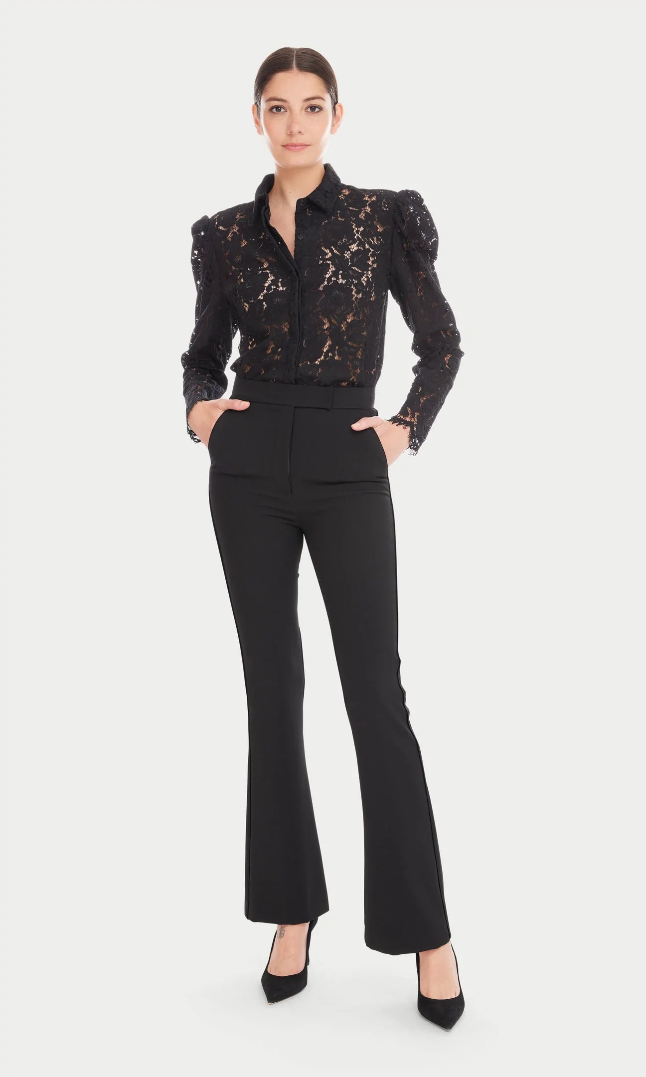 LUCCA CREPE TUXEDO PANT - BLACK (ONLINE ONLY)