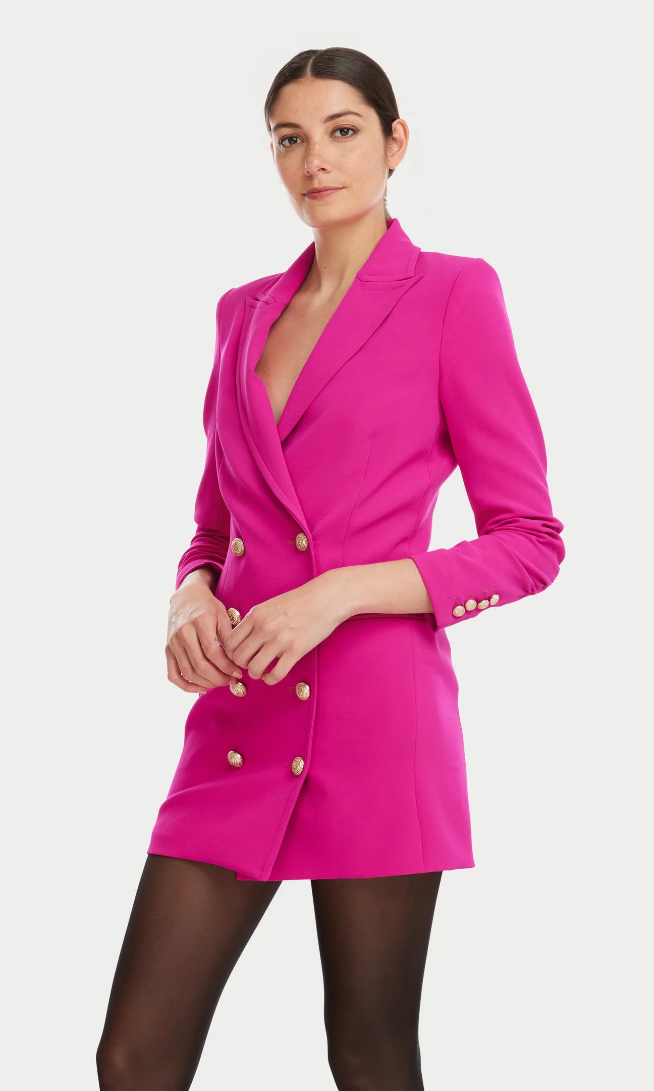 GWEN CREPE BLAZER DRESS - HOT PINK