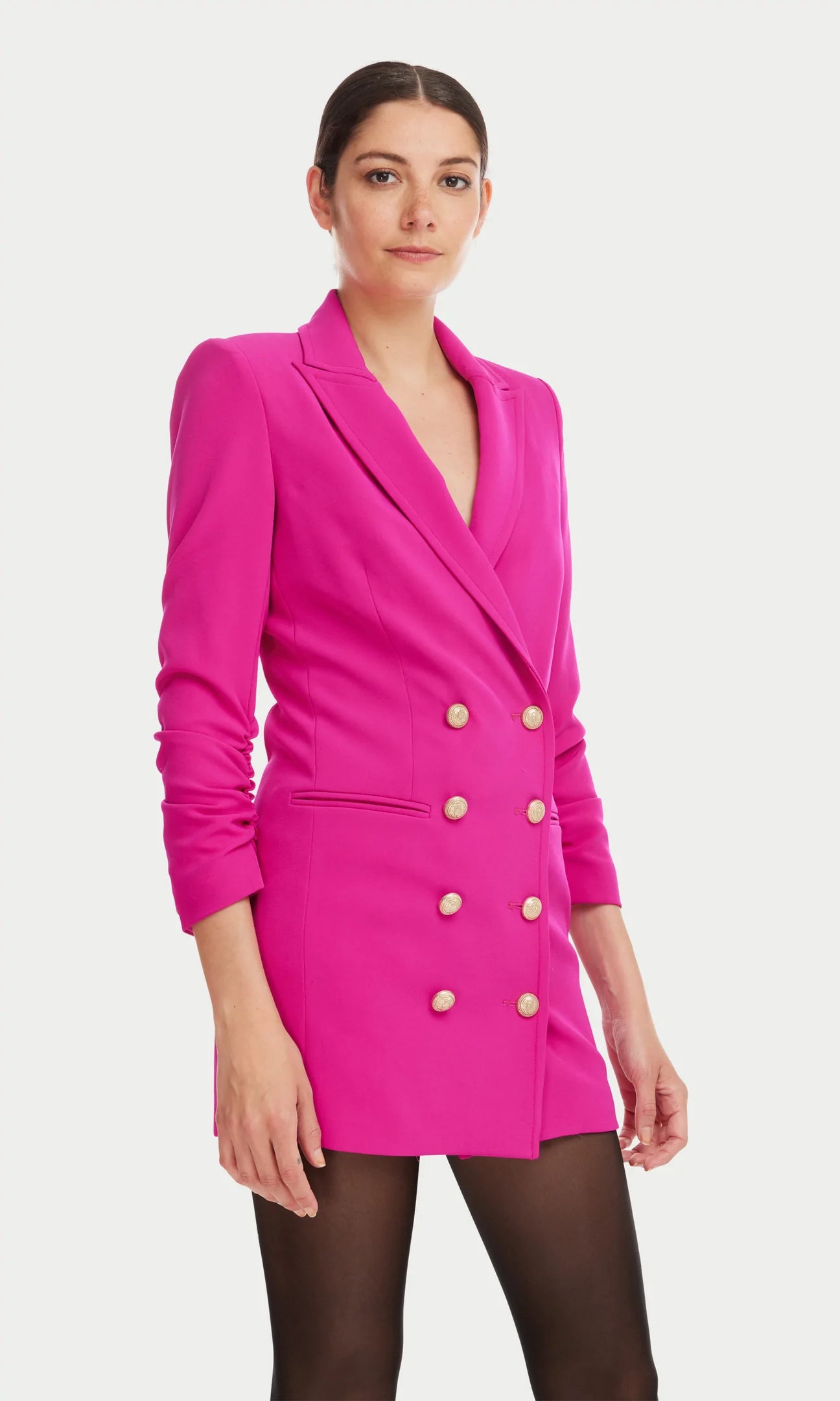 GWEN CREPE BLAZER DRESS - HOT PINK