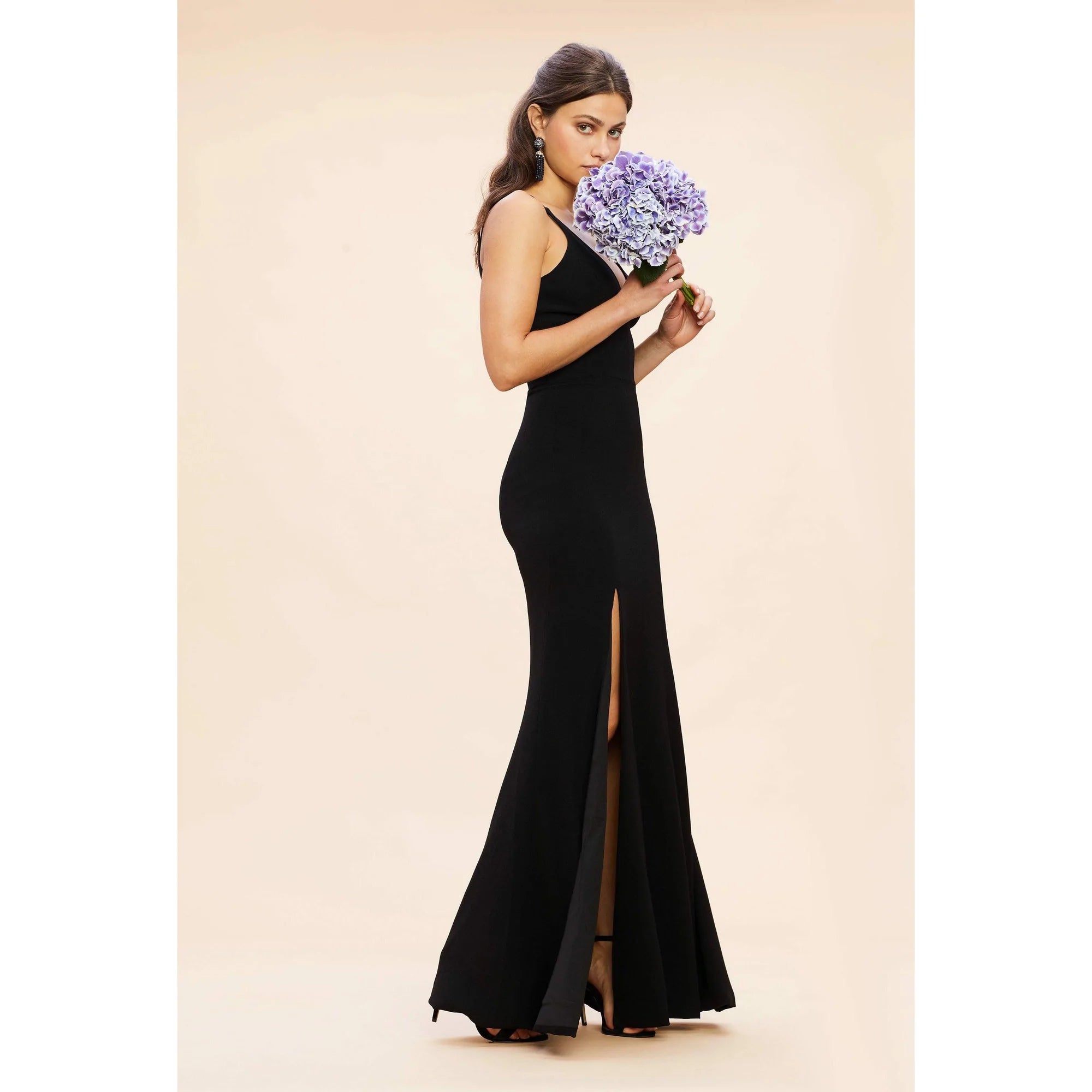 IRIS PLUNGING NECKLINE CREPE GOWN BLACK ONLINE ONLY White