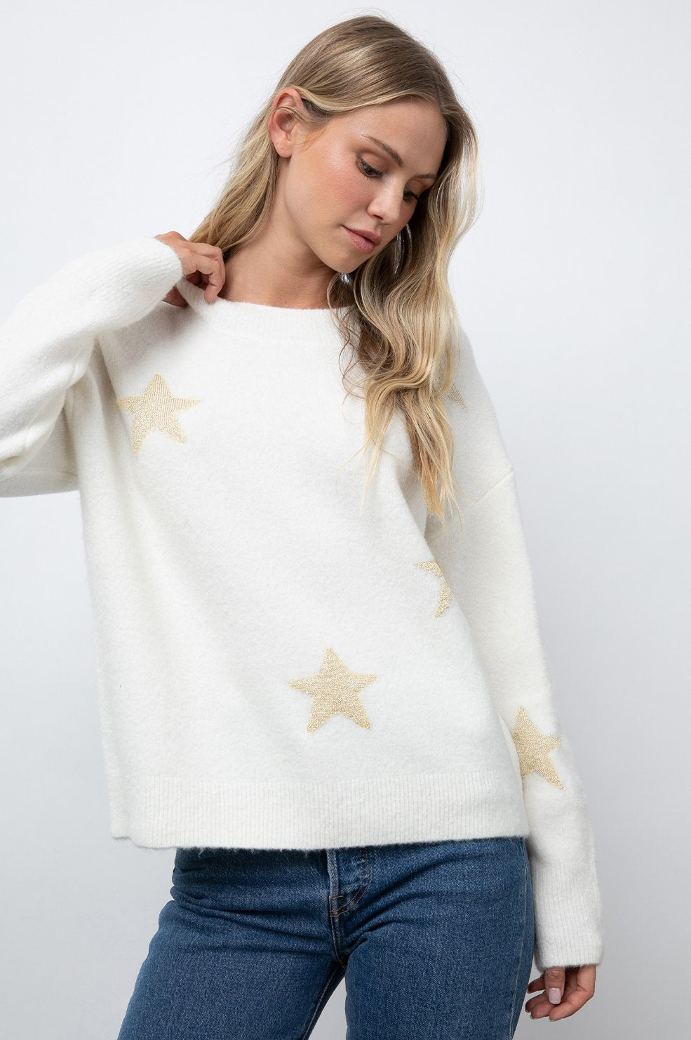 KANA SWEATER - WHITE GOLD STARS