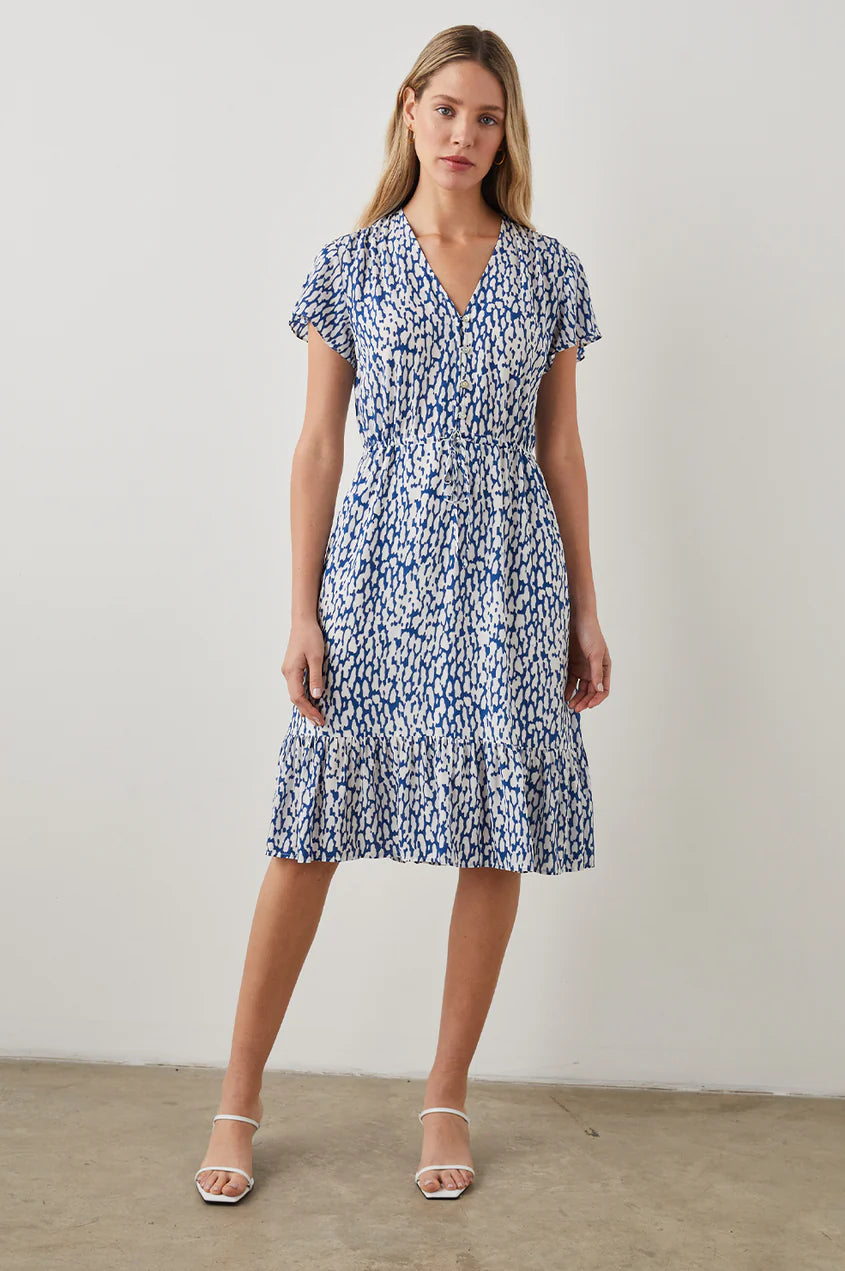 KIKI DRESS - COBALT STATIC LEOPARD