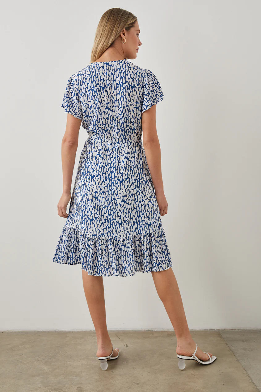 KIKI DRESS - COBALT STATIC LEOPARD