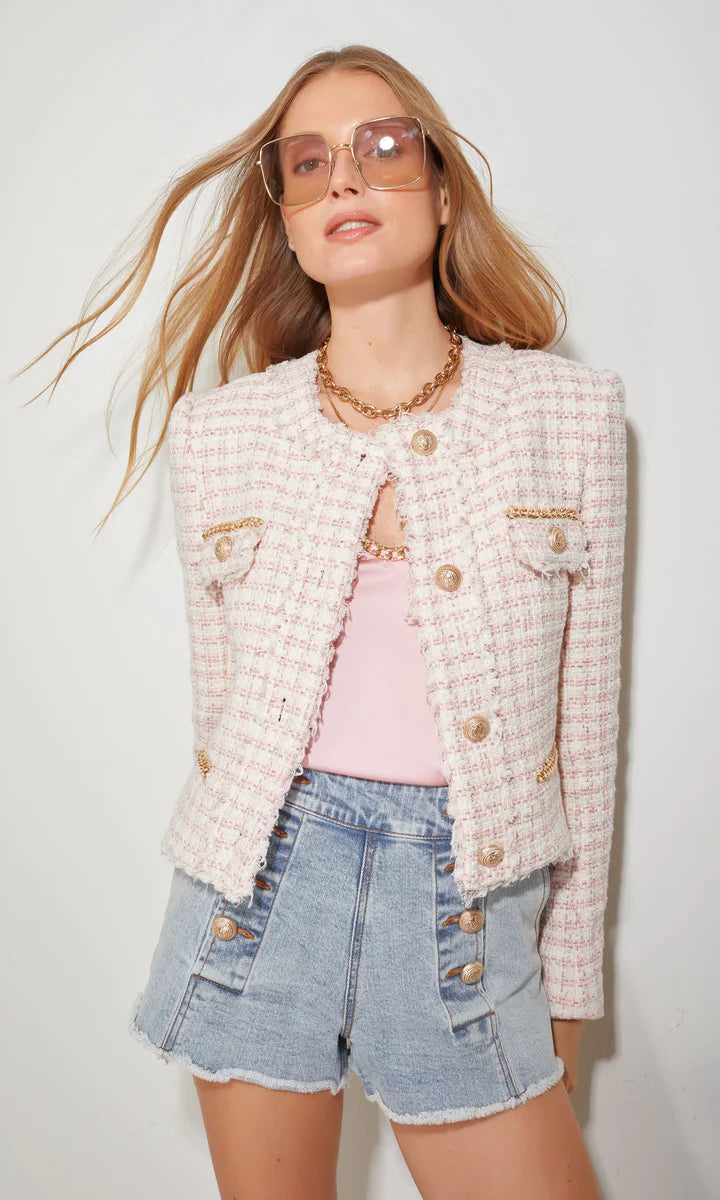 KRISTEN TWEED JACKET - PINK/WHITE