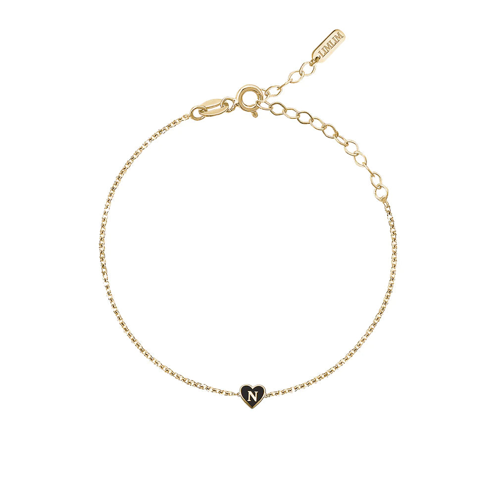 ENAMEL HEART INITIAL BRACELET (VARIOUS LETTERS)